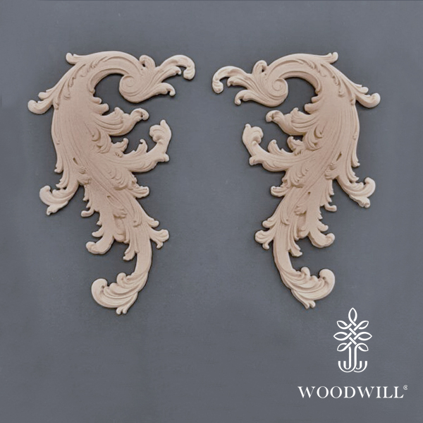 Wood Carving Decorative Set of 2 Pieces 10 cm x 17 cm