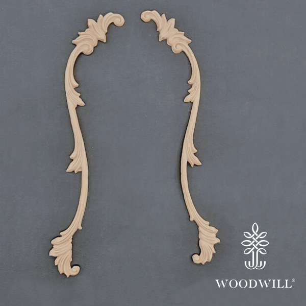 Wood Carved Decorative Set of 2 Pieces 37.5 cm. X 5 cm