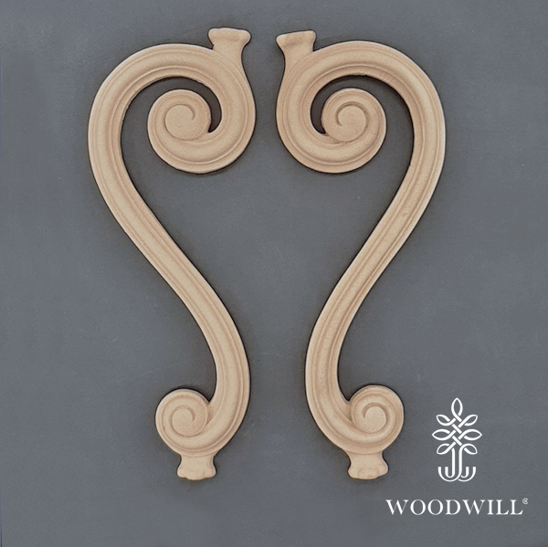 Wood Carving Decorative set of 2 Pieces 17cm. x 1cm