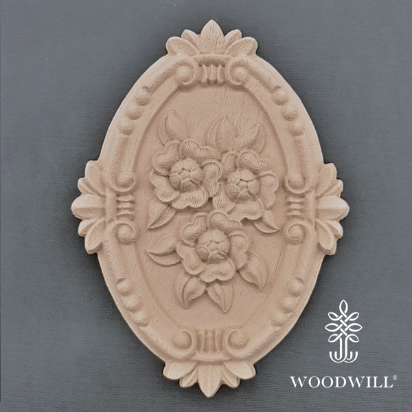 Wood Carved Decorative Oval Flower 19.5cm.X14.5cm