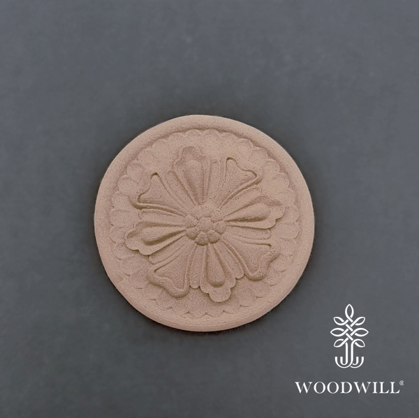 Wood Carving Decorative Rosette Flower 7.5cm x 7.5cm