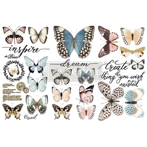 Redesign Décor Transfers® - Papillon Collection - 3 sheets, 15,24 cm x 30,48 cm