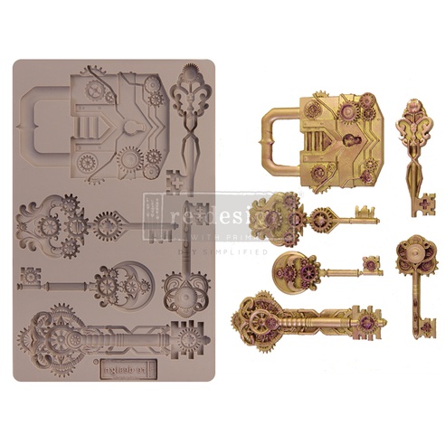 [655350652159] Redesign Décor Moulds® - Mechanical Lock &amp; Keys - 1 pc, 12,7 cm x 20,32 cm, 8 mm thickness