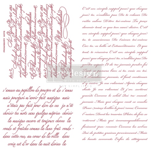 [655350650636] Redesign Decor Stamp - Vintage Script - 30,48 cm x 30, 48 cm (3 pcs)