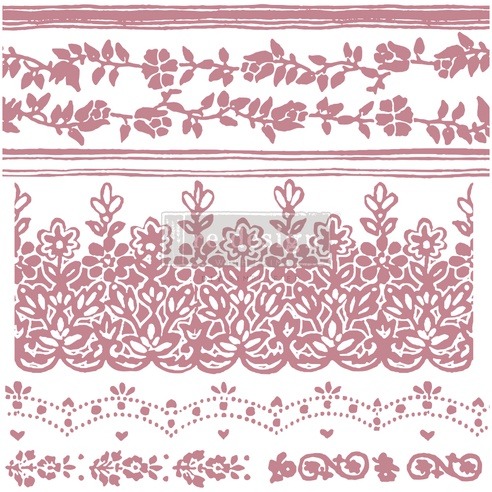 [655350652630] Redesign Decor Stamp - Floral Borders - 30,48 cm x 30, 48 cm (7 pcs)