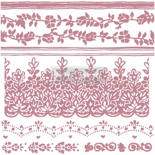 Redesign Decor Stamp - Floral Borders - 30,48 cm x 30, 48 cm (7 pcs)