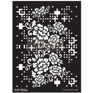 Redesign Stencil -  CECE Floral Matrix - sheet size 45,72 cm x 64,77 cm, design size 40,39 cm x 54,10 cm