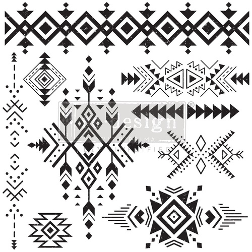 [655350654221] Décor Stamp - Tribal Prints - 30,5 cm x 30,5 cm sheet size, total 9 pcs