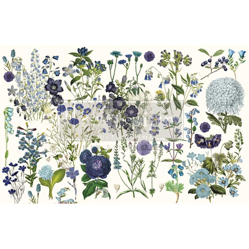 [655350650797] Découpage Décor Tissue Paper - Blue Meadows - 1 sheet, 48,25 cm x 76,20 cm