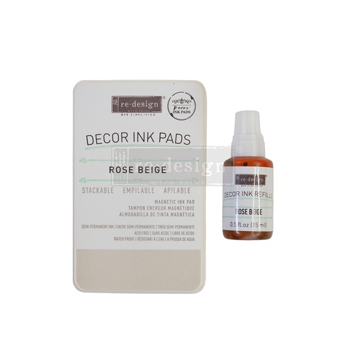 [655350655464] Décor Ink Pad  - Rose Beige - 1 magnetic case + dry ink pad + 10ml ink bottle