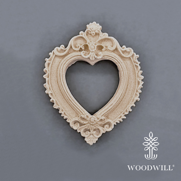 [800017] Wood Carved Decorative Heart Frame 6cm x 5cm