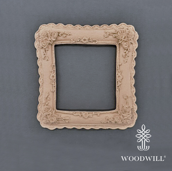 [801054] Wood Carving Decorative Frame Parallel 13.5cm x 13.5cm