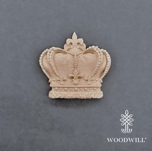 [801171] Wood Carved Decorative Crown 4.1cm x 3.8 cm