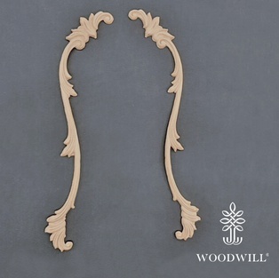 Wood Carved Decorative Set of 2 Pieces 37.5 cm. X 5 cm