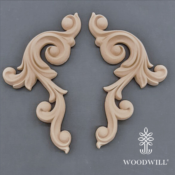 [801322] Wood Carving Decorative Set of 2 Pieces 25.5cm. x 12cm