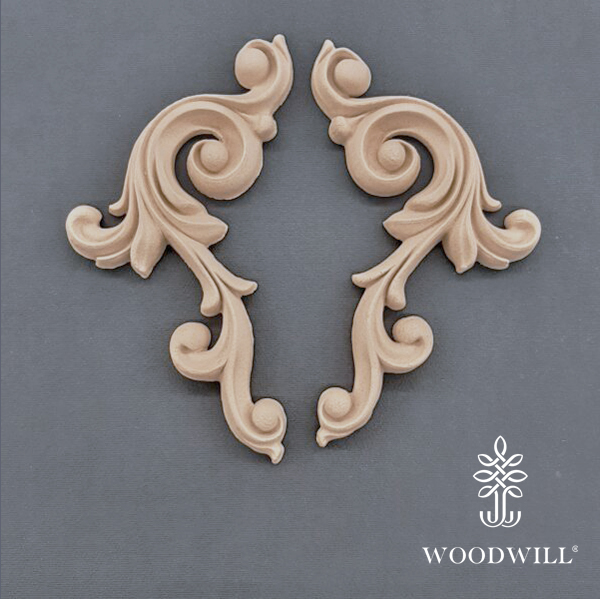 [801386] Wood Carving Decorative Set of 2 Pieces 18cm. Χ 9cm