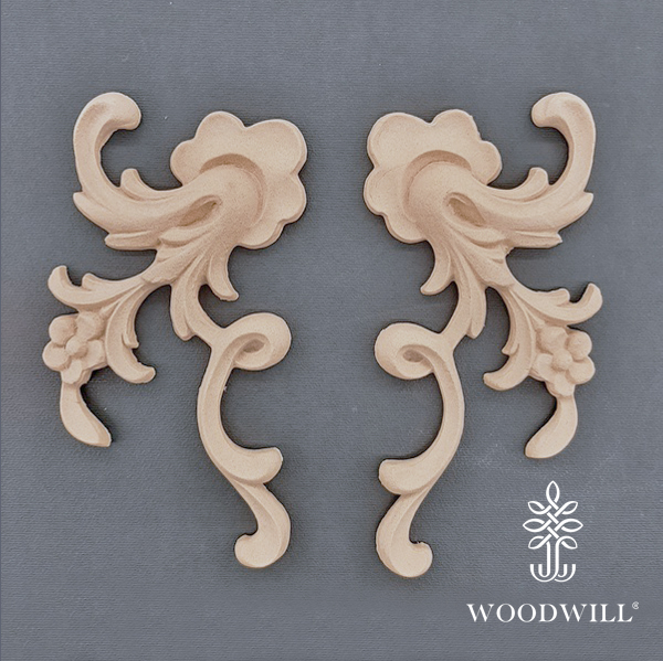 [801388] Wood Carved Decorative Set of 2 Pieces 16.2cm. X 8.2cm