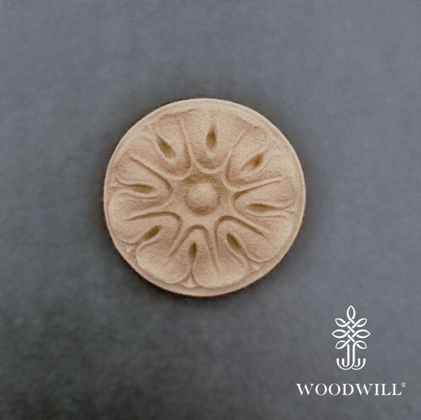 [801631] Wood Carved Flower Rosette 4.8cm