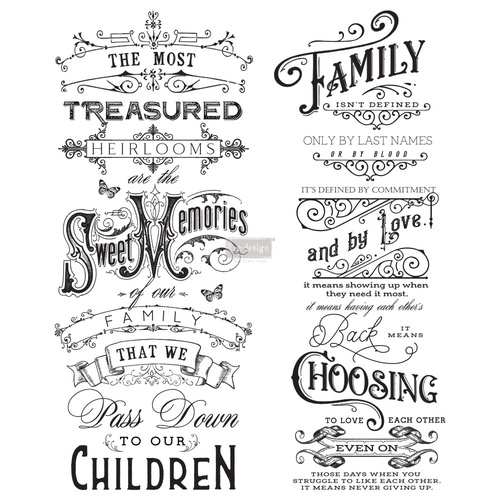 [655350644154] Redesign Décor Transfers® - Family Heirlooms - 2 sheets, design size 55,88 cm x 68,58 cm