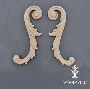 Wood Carving Decorative Set of 2 Pieces 14.5cm. x 4cm