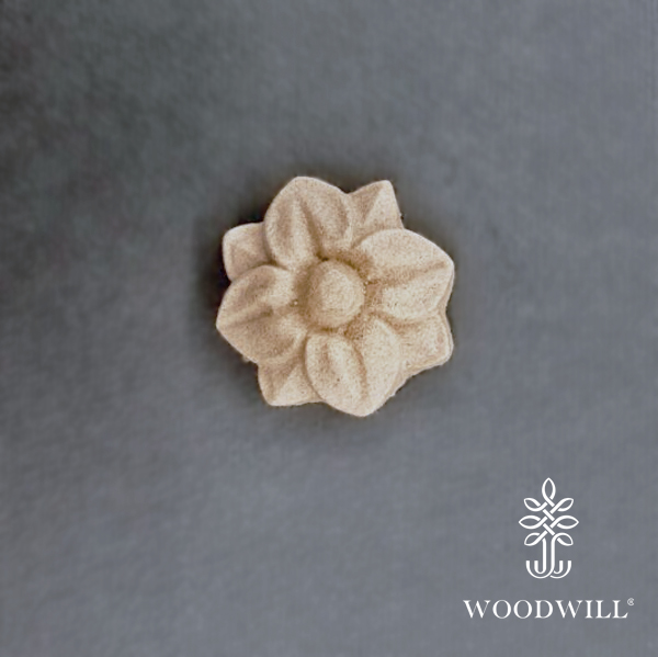 [801668] Wood Carved Decorative Flower Rosette 3.8cm