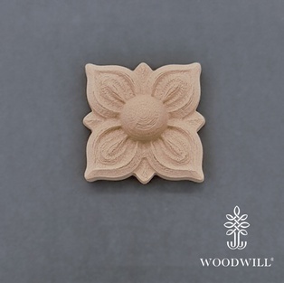 Wood Carved Decorative Tile Flower 8.6cmX8.9cm