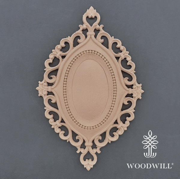 [802162] Wood Carving Decorative Oval 20cm x 13.5cm