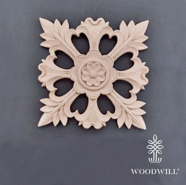 [802534] Wood Carved Decorative Tile 14 cm, x 14cm