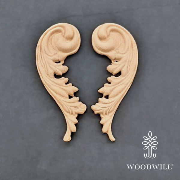 [802741] Wood Carved Decorative Set of 2 Pieces 3.5 cm x 9 cm