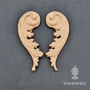 Wood Carved Decorative Set of 2 Pieces 3.5 cm x 9 cm