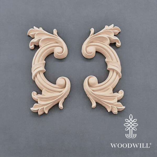 [802986] Wood Carving Decorative Set of 2 Pieces 16.5cm. x 7cm