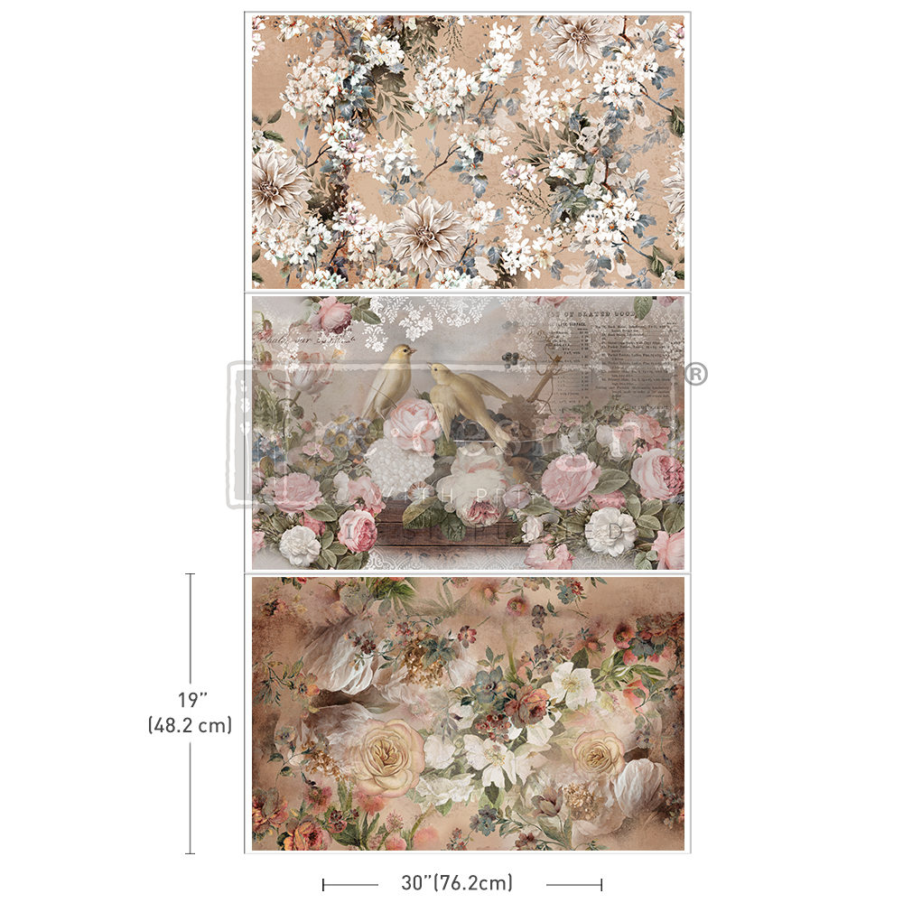 [655350666460] Decoupage Decor Tissue Paper Pack - Romance In Bloom