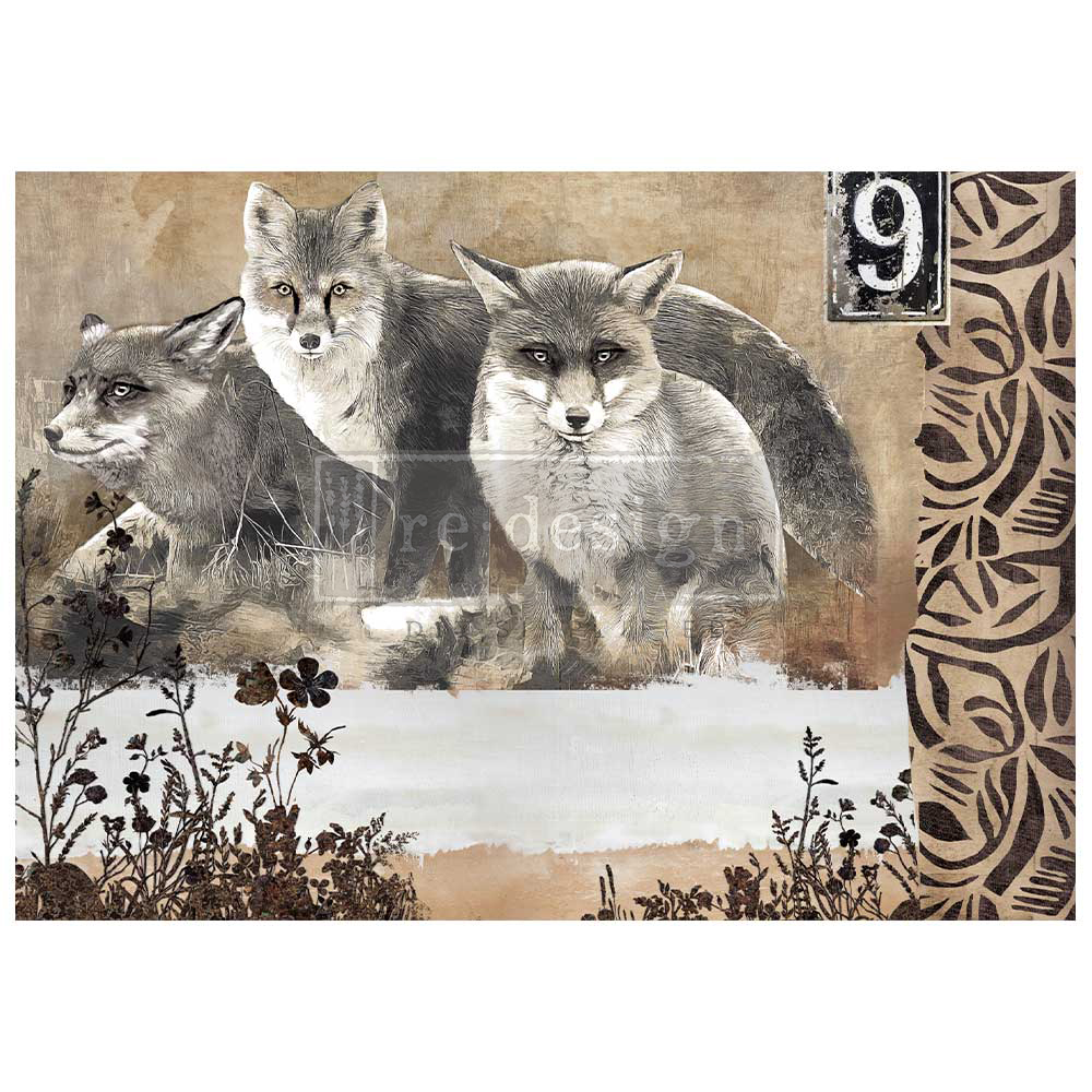 [655350666330] A1 Decoupage Fiber - Calm Foxes