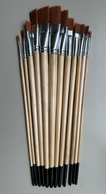 Brush Professional- Flat - Set á 12 - size 2x2/3/4/5/6/7/8/9/10/11/12