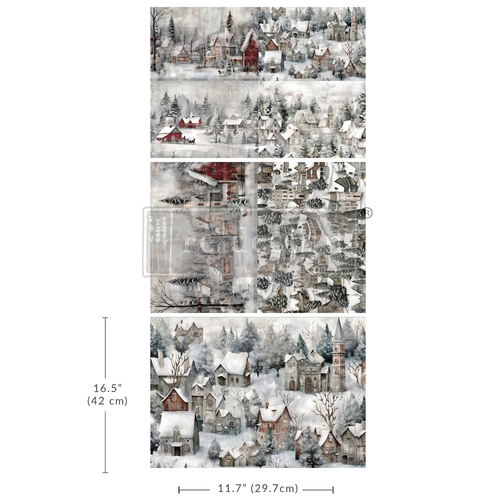 [655350671549] A3 Decoupage Fiber Pack - Silent Night Snow Village