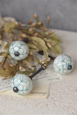 Knob - Ceramic - White/green