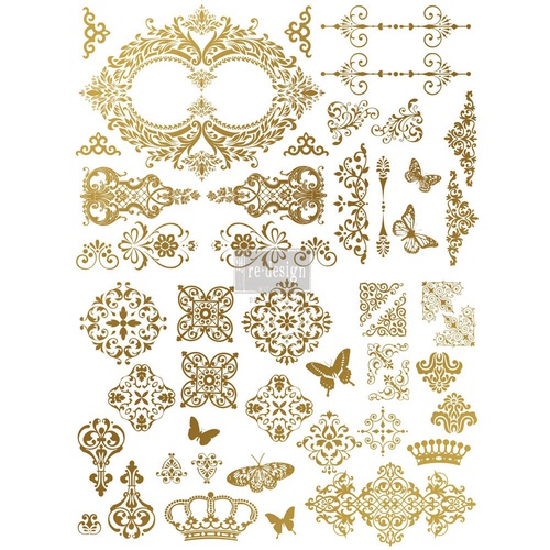 [655350635695] Redesign Gold Transfer - Gilded Baroque Scrollwork