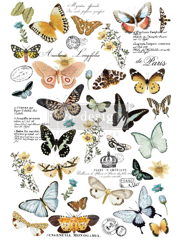 [655350647636] Redesign Décor Transfers® - Butterfly Dance - size 60,96 cm x 88,90 cm24x35, cut into 3 sheets