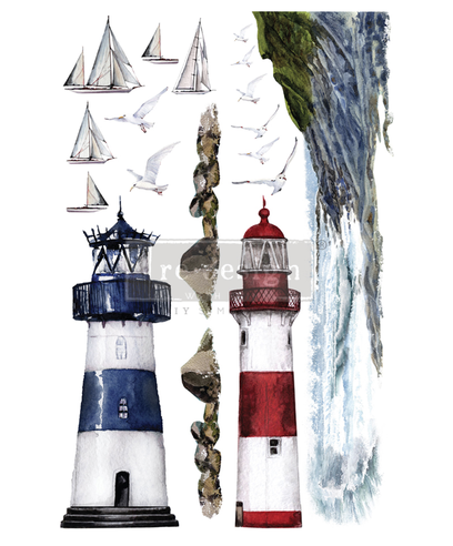 [655350644789] Redesign Décor Transfers® - Lighthouse - size 60,96 cm x 88,90 cm, cut into 2 sheets