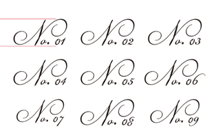3D Stencil - Number cursive letter 5 cm high / sheet 30 x 40 cm re-useable