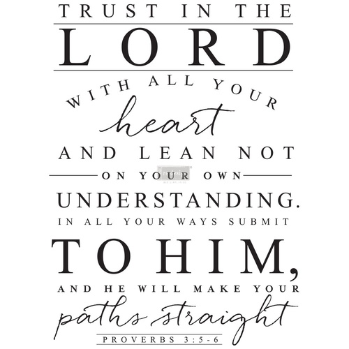 [655350646837] Redesign Décor Transfers® - Trust In The Lord - 3 sheets, design size 55,88 cm x 76,20 cm